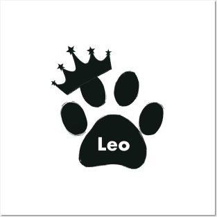 Leo cat name made of hand drawn paw prints Posters and Art